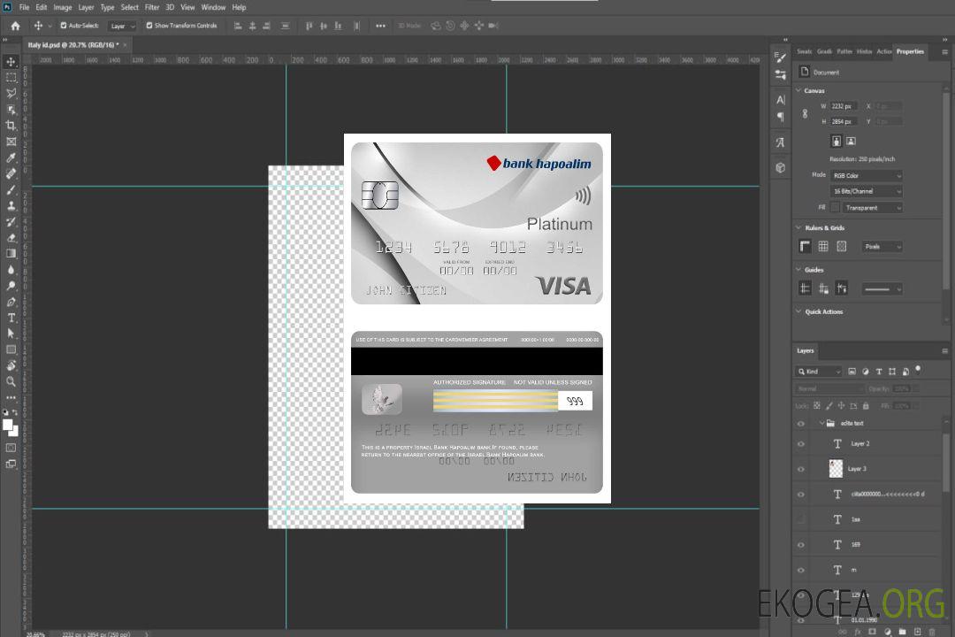Carte Visa Platinum de la banque Israel Bank Hapoalim template Carte Visa Platinum de la banque Israel Bank Hapoalim template